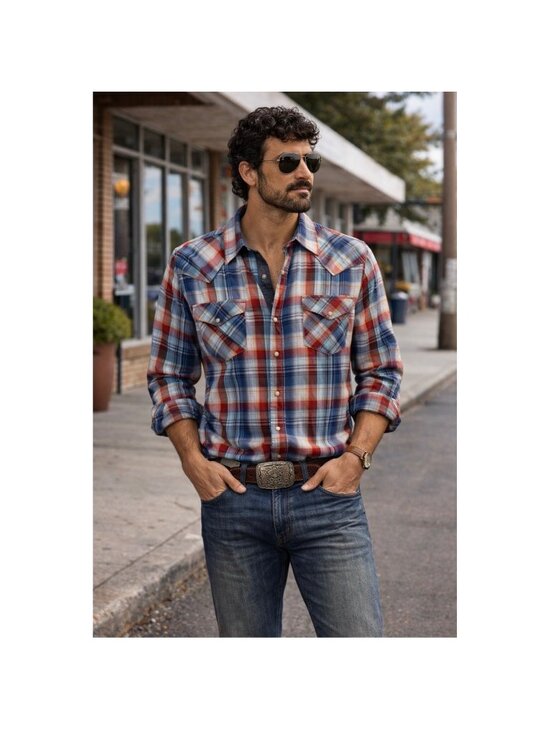Roper Other - NWT Roper Wear the West Mens Plaid Western Snap Front Shirt Blue Red S NEW   AB